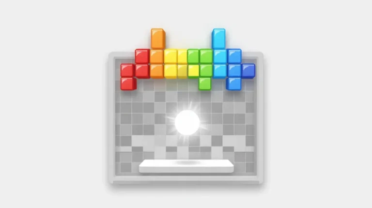 Google Block Breaker game interface showing colorful blocks, paddle, and ball gameplay