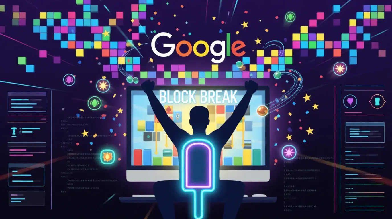 Google Block Breaker mods gameplay showing customized paddles, blocks, and colorful visual modifications