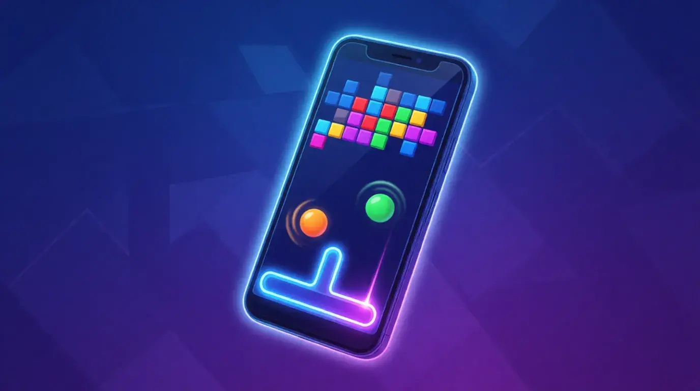 Google block breaker download game interface showing colorful blocks and paddle gameplay