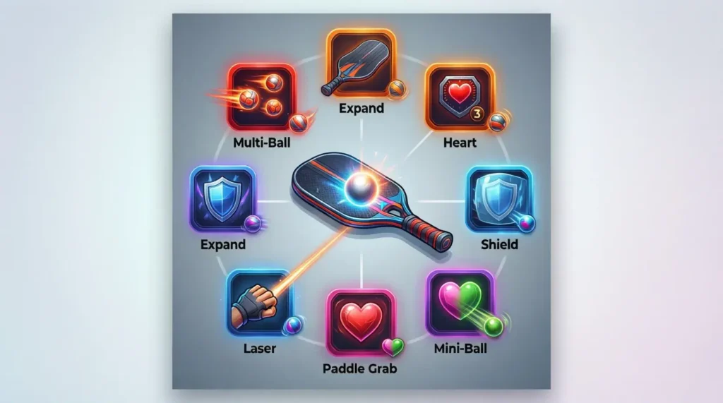 Google Block Breaker power ups quick reference guide with all items and effects