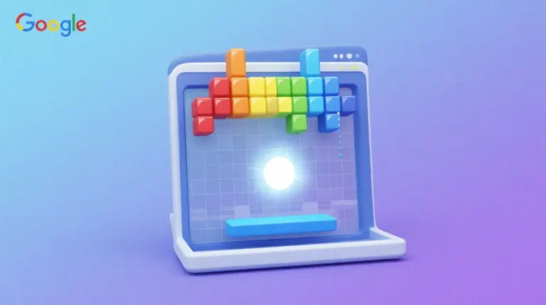 Play Google Block Breaker game online free with colorful blocks and paddle gameplay